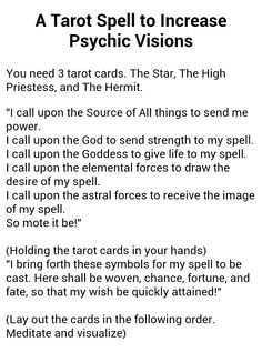 the tarot spell to increase psychic abilities and self - care for those who want to know what they are