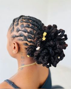 Two Loc Petal Buns, Dreadlock Hairstyles For Wedding, Locs Petals Styles, Loc Petals Hairstyles, Short Dreadlocks Styles Locs, Loc Petal Styles, Aquarius Hair, Dreadlock Bun, Locks Styles