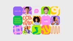 an advertisement for teen talk shows the faces of young people in different colors and shapes