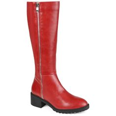 A cool look that matches everything, the Morgaan by Journee Collection. An almond-toe and a zipper detail give this extra-wide calf boot a bold look. This knee-high silhouette features a 4 mm Tru Comfort Foam™ insole, vegan leather, and a low block heel. At Journee Collection, our boot styles will have your outfit looking even better than before. They will give you that finishing touch that will have your outfit looking straight out of a magazine. Extra Wide Calf Boots, Almond Toe Boots, Wide Calf Riding Boots, Basic Boots, Wide Calf Boots, Block Heel Boots, Wide Calf, Journee Collection, Calf Boots