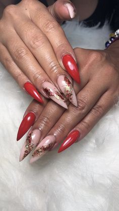 November Nails Ideas Stiletto, Stilleto Christmas Nails Long, Burgundy Stilletos Nails, Nude And Red Nails, Stiletto November Nails, Christmas Nails Stiletto, Burgundy Foil Nails, San Francisco 49ers Nails Design, Red Stiletto Nails Designs