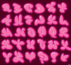 pink graffiti font and numbers on a black background with the letters written in it's lowercases