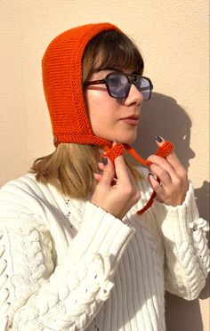 Knit Bonnet, Vibrant Orange, Kind Words, Yarn Dyeing, Hand Knitting, Merino Wool, Winter Hats, Ships, Wool