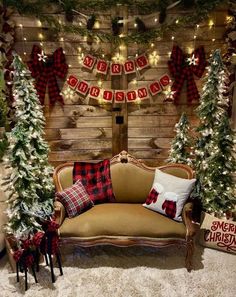 a living room decorated for christmas with holiday decorations