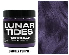 Looking For A New One Of A Kind Hair Color? Our Smoke Collection Features Unique And High Fashion Colours All with a Smokey Grey Tint. Smokey Purple is a One Of A kind Medium Purple Hair Shade With Grey undertones. *This Is A Semi-Permanent Purple/Grey Hair Dye *Our Dyes Are Non-Damaging And Do Not Require Developer. *Each Dye Bottle is 4 oz. All our dyes are Vegan/ Cruelty Free. *All Colored Hair Dyes Require Light Blonde Or Platinum Hair Prior To Application. *Using A Tint Brush Is Required Fo Medium Purple Hair, Purple Grey Hair, Hair Color Swatches, Silver Hair Dye, Lunar Tide, Hair Shade, Warm Purple, Grey Hair Dye, Dyed Hair Pastel