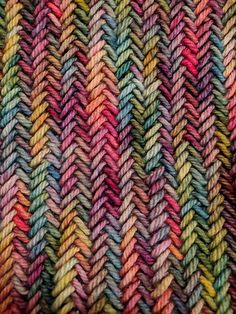 close up view of colorful knitted fabric