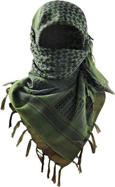 Luxns Military Shemagh Tactical Desert Scarf / 100% Cotton Keffiyeh Scarf Wrap for Men And Women/Green 43"x43" at Amazon Men’s Clothing store Shemagh Fashion Men, Desert Scarf, Apocalypse Clothing, Shemagh Scarf, Brands Fashion, Tactical Clothing, Fashion Scarves, Zombie Apocalypse, Scarf Styles