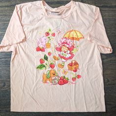 Brand New, Never Worn. Vintage-Style, Nostalgic Design. Cropped Raw Edge. Hard To Find. Price Firm. Strawberry Shortcake, Pink And Orange, Short Sleeve Tee, Tee Shirts, Vintage Fashion, Womens Tops, Tops & Tees, Women Shopping, Color