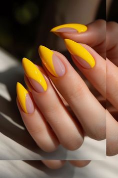 Long Nails Art, Nail Yellow, Nails Yellow, Nude Nail Designs