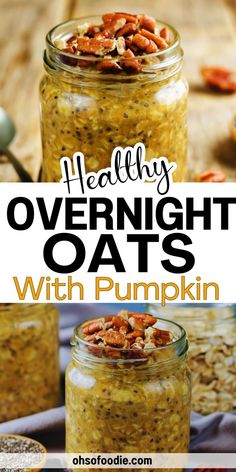 Text reads Healthy Overnight Oats With Pumpkin Puree