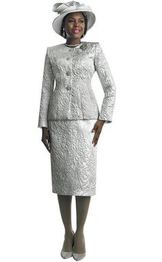 Suit Colors, Bespoke Hats, Dresses Church, Brocade Skirt, Modest Neckline, Church Suits, Church Service, White Texture, Straight Skirt