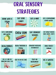 a poster with some words and pictures about oral health in english or spanish, including toothbrushes, gums, lemonade, ice cream, candy, etc