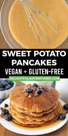 sweet potato pancakes with vegan and gluten - free sauce are the perfect side dish