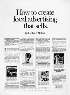 an advertisement for food advertising is featured in the magazine, how to create food advertising that sells