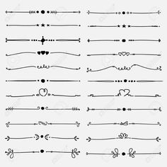 set of hand drawn lines with hearts and arrows