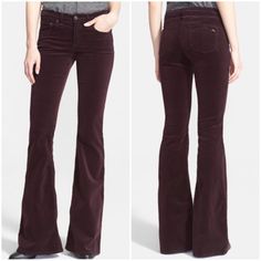 So Cute. Nwt Mid-rise Burgundy Pants For Fall, Mid-rise Burgundy Fall Pants, Burgundy Mid-rise Pants For Fall, Burgundy Cotton Jeans For Fall, Burgundy Cotton Bottoms For Fall, Maroon Pants, Bone Pants, Rag And Bone, Bell Bottom