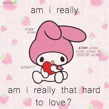 an image of hello kitty saying i am really in love with her name on it