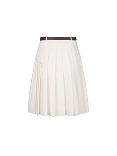 This versatile skirt is designed with neat pleats through the A-line silhouette and accented with brand's symbol ornament at belt loop. It comes with matching belt for various styling.- Symbol logo metal pendant at belt loop- Matching belt- A-line silhouette- Standard fit Elegant Belted Pleated Skirt For Formal Occasions, Elegant Workwear Skirt With Belt, Elegant Spring Pleated Skirt With Belt, Elegant Formal Skirt With Belt Detail, Elegant Skirt With Belt Detail For Work, Elegant Relaxed Skirt With Belt, Elegant Skirt With Belt, Elegant Pleated Skirt With Belt, Elegant Skirt With Belt Detail