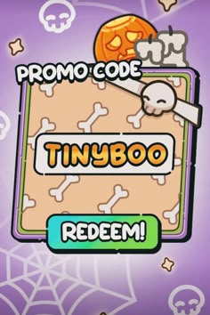 the logo for tinyboo redem is shown in front of a purple background