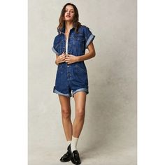 New Without Tags Free People // We The Free Marci Cuffed Shortalls Color: Sapphire Blue Size Large 100% Cotton A Shortened Version Of Our Top-Rated Marci Coverall, This Need-Now Style From Our We The Free Collection Is The Perfect Instant Outfit. Fit: Relaxed, Button-Up Silhouette Features: Front Button Closures, Classic Collar Detail, Cuffed Hemlines And Armholes, Workwear Pockets Throughout, Rigid Denim Fabrication Why We <3 It: A True Done-In-One, Pair This With Sporty Sneakers Or Toughened U Relaxed Fit Shortalls For Summer Workwear, Summer Workwear Shortalls With Relaxed Fit, Casual Blue Shortalls For Work, Spring Dark Wash Relaxed Fit Shortalls, Blue Short Length Overalls For Summer, Fitted Shortalls For Spring Workwear, Spring Relaxed Fit Dark Wash Shortalls, Spring Workwear Shortalls With Relaxed Fit, Trendy Summer Shortalls For Workwear