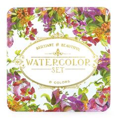 the watercolor set includes flowers and leaves