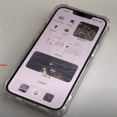 an iphone is shown with the date and time displayed on its back cover, as well as numbers