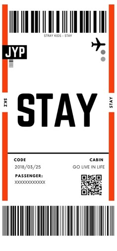 a barcode with the words stay on it and an orange stripe in the middle