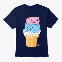 a t - shirt with two cats sitting on top of an ice cream cone