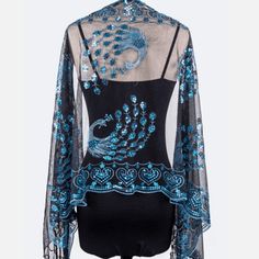 Wicked Wonders VIP Bling Scarf Sequins Peacock Fringe Lace Scarf Blue Affordable Bling_Bling Fashion Paparazzi Lace Scarf, Alexander Mcqueen Scarf, Scarf Wrap, Kimono Top, Sparkle, Lace, Women's Top, Blue, Clothes