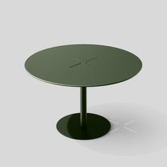 a round table with an x design on the top and one leg in black, against a white background