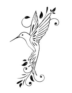 a black and white drawing of a humming bird