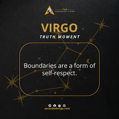 a black book with gold lettering and stars on the cover that reads virgo truth moment boundariess are a form of self - respect