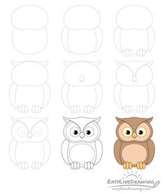 how to draw an owl for kids