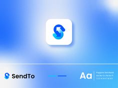 the logo for sendtro is shown on a blue and white background with an arrow