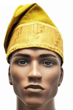 Gold Embroidered African Net Aso Oke Yoruba Hat/Kufi/Cap Complements your African Attire Embroidery pattern may vary Kufi Cap, Men African Fashion, Male Mannequin, African Turban, Native Wears, Mama Africa, African Hats, Dope Hats, Dashiki Shirt