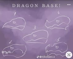 the dragon base is drawn in white ink on a purple background with words above it