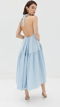 Azeeza Winston Midi Dress | Shopbop Chic Cotton Halter Neck Maxi Dress, Sleeveless Summer Dress With Back Opening, Chic Cotton Backless Dress, Chic Backless Cotton Dress, Elegant Cotton Backless Dress, Elegant Backless Cotton Dress, Cotton Halter Neck Day Dress, Cotton Halter Neck Daywear Dresses, Chic Cotton Backless Maxi Dress