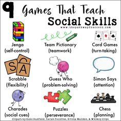 the game that teach social skills is shown in this graphic above it's image