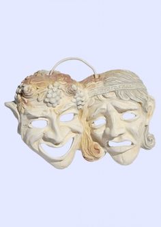 Popular greek art souvenirs, handmade greek sculpture with ancient greek comedy and tragedy theater mask, used as a theatrical mask. Shop Section : Wall Masks https://www.etsy.com/shop/Souvenirsfromgreece?ref=shop_sugg&section_id=32523000 ● Condition : Brand New ● Ηeight : 12 cm - 4.72 in ● Width : 18 cm - 7.09 in ● Depth : 6 cm - 2.36 in ● Weight : 330 gr - 0.73 lb ● Material : Plaster (Handmade) ● Professional packing ● Worldwide Free Shipping ● Free Tracking Number ★ Please notice that any di Greek Theater Masks, Theater Masks, Ancient Greek Theatre, Greek Theater, Tragedy Mask, Greek Tragedy, Theatre Masks, Mask Drawing, Home Decor Sculptures