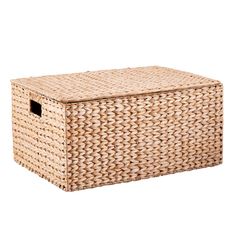 a large woven storage box with lid