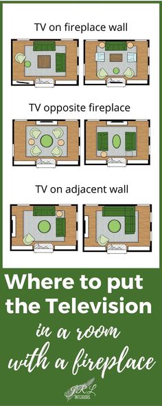 the floor plan for a living room with fireplace and tv