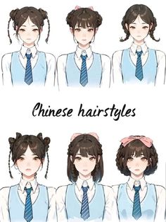 Douyin Hairstyle Short Hair, Cute Chinese Drawings, Chinese Hairstyle For Short Hair, Short Chinese Hairstyles, Chinese Braids Hairstyles, Chinese Short Hairstyle, Chinese Hairstyle Short Hair, Short Anime Hairstyles Female, Cute Japanese Hairstyles Short