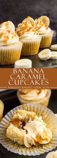 banana caramel cupcakes with maple filling