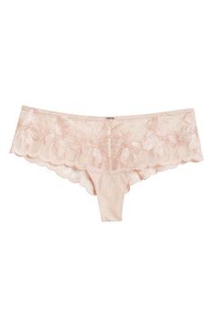 Scalloped edges enhance the cheekiness of these stretchy hipster briefs made from a mix of embroidered and printed lace. Cotton-lined gusset 73% polyester, 19% nylon, 8% elastane with 77% nylon, 23% elastane contrast Hand wash, dry flat Imported Scalloped Edge, Lingerie, Nordstrom, Lace