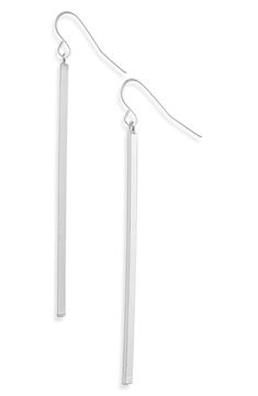 Free shipping and returns on Karine Sultan Linear Drop Earrings at Nordstrom.com. Perfect for everyday wear, these linear drops are handcrafted from plated pewter that softly glistens in the light. String Earrings, Dramatic Style, Pearl Jewellery Earrings, French Wire, Silver Drop Earrings, Collar Necklace, Pearl Pendant, Pearl Jewelry, The Light