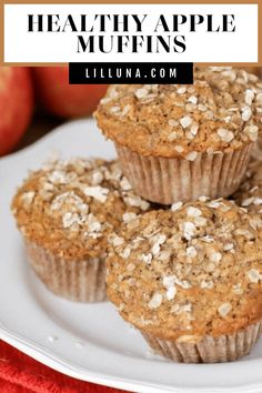 Delicious and Healthy Apple Muffins filled with oats, bran, and cinnamon. These muffins are not only simple but are great for breakfast and after-school snacks. #healthyapplemuffins #applemuffins #healthymuffins #apple #muffins