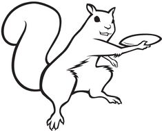 a squirrel holding a frisbee in it's paws while standing on its hind legs