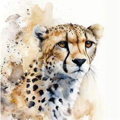 a watercolor painting of a cheetah