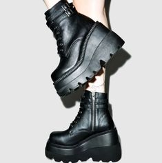 FREE SHIPPING WORLDWIDE Heel height: approximately 9.5Vcm Platform height: approximately 6 cm Color : Black / White Size: US 5-10.5 Combat Boots Heels, Winter Wedges, Halloween Shoes, Ankle Boots Women, Wedges Shoes, Women Platform Shoes, High Heel Boots Knee, Wedge Ankle Boots, High Heel Boots Ankle