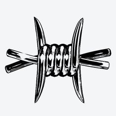 two crossed knives and some forks on top of each other, in black and white